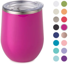 Load image into Gallery viewer, 12 oz Stainless Steel Wine Tumbler with Straw