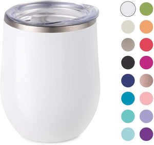 12 oz Stainless Steel Wine Tumbler with Straw