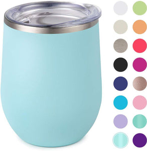 12 oz Stainless Steel Wine Tumbler with Straw