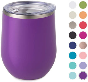 12 oz Stainless Steel Wine Tumbler with Straw